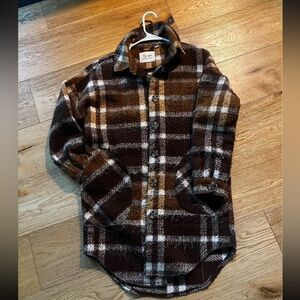 Brown Plaid Button-Up Shacket
